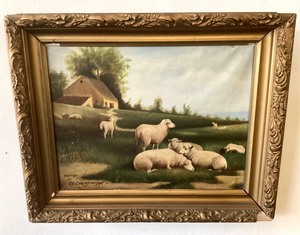 lot 113 image: Antique Scandinavian Pastoral painting