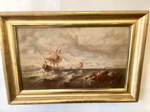 lot 114 image: Pair of Antique Nautical Pictures