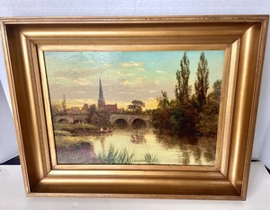 lot 117 image: Antique English Village Painting Abingdon