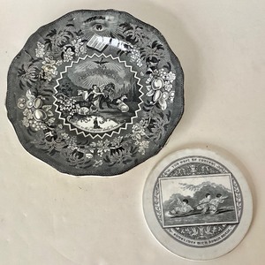 lot 143 image: Antique Black & White Transferware Pair
