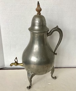 lot 192 image: Antique Pewter Hot Water Pot With Brass Spigot