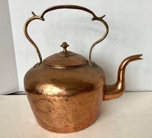 lot 194 image: Antique French Copper Gooseneck Teapot