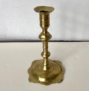 lot 199 image: Antique Queen Anne Brass Candlestick