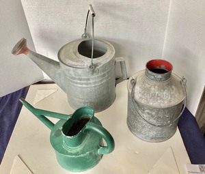 lot 221 image: Trio of Vintage Galvanized Vessels