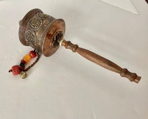 lot 235 image: Vintage Copper  Brass Tibetan Prayer Wheel
