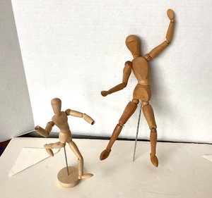 lot 240 image: Pair of Articulated  Poseable Wooden Artist Figures
