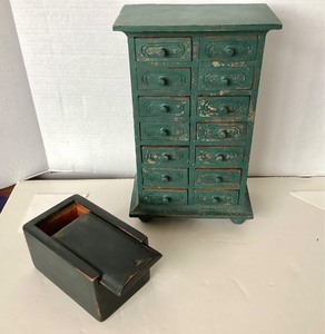 lot 244 image: Pair of Vintage Painted Wooden Boxes