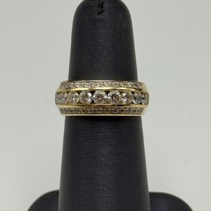 lot 1F image: 14K Yellow Gold Wide Band Ring with Natural Diamonds