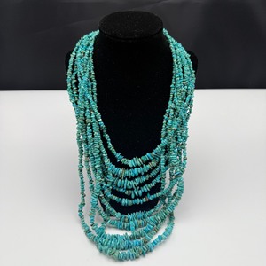 lot 2 image: Layered Turquoise Chip Necklace w Sterling Silver