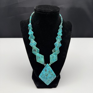 lot 9 image: Turquoise Statement Necklace with Sterling Silver