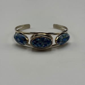 lot 24 image: Jay King Sterling Silver Mosaic Inlay Flip-Center Cuff Bracelet