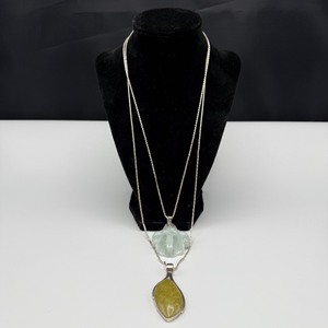 lot 25 image: Sterling Silver Necklace & Earring Set with Green and Aqua Gemstones