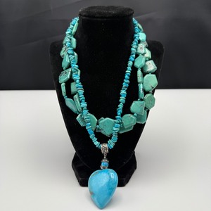 lot 32 image: Turquoise Statement Necklaces with Sterling Accents