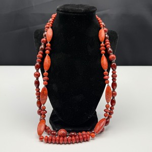 lot 35 image: Red Beaded Sterling Silver Necklaces