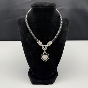 lot 47 image: Judith Ripka Sterling Silver Leather Choker & Bracelet Set (925)