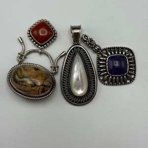 lot 51 image: Three Sterling Silver (.925) Gemstone Pendants