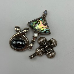 lot 53 image: Trio of Sterling Silver Gemstone Pendants