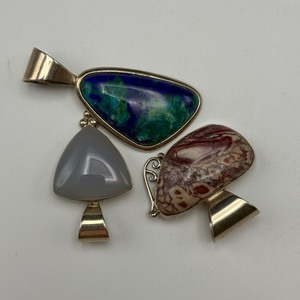 lot 56 image: Jay King Sterling Silver Pendants  Trio of Unique Gemstones