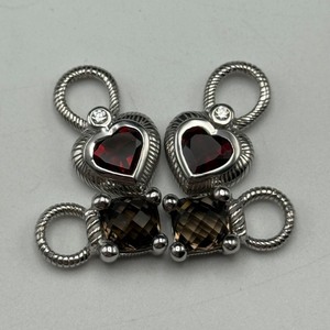 lot 64 image: Judith Ripka Sterling Silver Earring Charms  Two Gemstone Sets