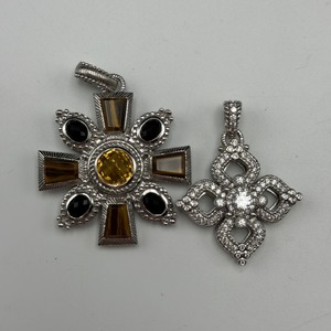 lot 73 image: Judith Ripka Sterling Silver Pendants  Gemstone & Pave Designs