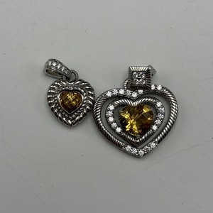 lot 74 image: Judith Ripka Sterling Silver Heart Pendants (Set of Two)