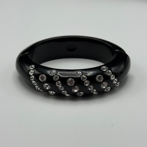 lot 165 image: Black Resin Bangle with Clear Rhinestone Accents