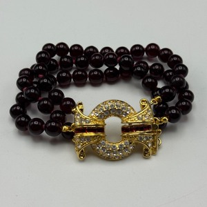 lot 170 image: Multi-Strand Deep Red Beaded Necklace & Bracelet Set