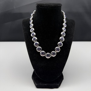 lot 176 image: Silver-Tone Purple Crystal Necklace & Watch Set