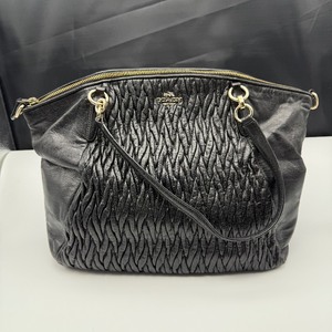 lot 205 image: Coach Black Pleated Leather Shoulder Bag  Spacious & Stylish