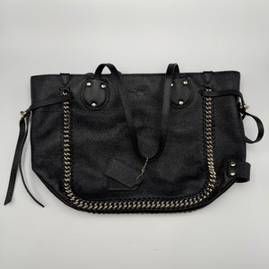 lot 209 image: Coach Black Chain-Trim Pebbled Leather Tote
