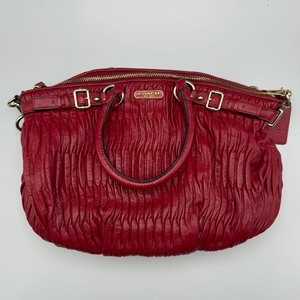 lot 210 image: Coach Red Madison Gathered Leather Satchel