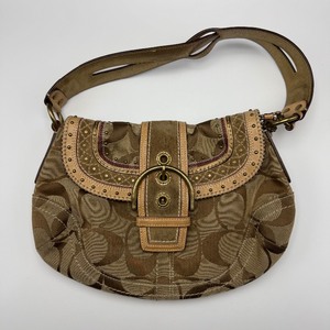 lot 211 image: Coach Signature Studded Flap Shoulder Bag