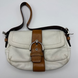 lot 213 image: Coach White & Brown Buckle Flap Shoulder Bag