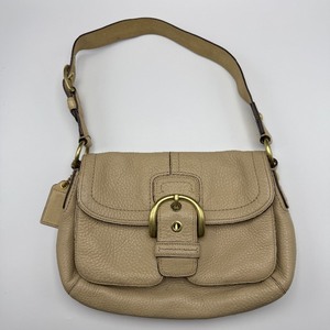 lot 214 image: Coach Pebbled Leather Buckle Shoulder Bag  Beige