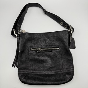 lot 215 image: Coach Black Leather Shoulder Bag  Simple & Sleek