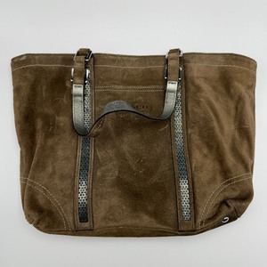 lot 223 image: Coach Brown Suede Tote with Woven Metallic Strap Accents