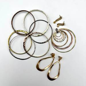 lot 11 image: Robert Lee Morris Mixed-Metal Jewelry Lot  Bangles & Earrings