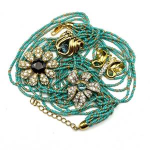 lot 97 image: Multi-Strand Turquoise & Gold Beaded Necklace