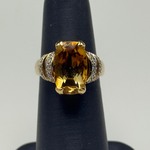 14K Yellow Gold Ring with Large Honey-Citrine Center Stone
