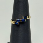 14K Yellow Gold Ring with Blue Baguette-Cut Stones