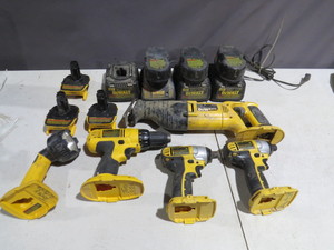 lot 16 image: Mixed Lot of Dewalt 18v Tools with Batteries, Chargers and 20V Converter