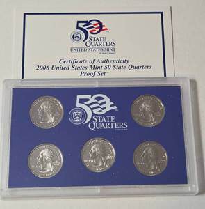 lot 22 image: 2006 US Mint 50 State Quarters Proof Set (Nevada, Nebraska, Colorado, North Dakota, South Dakota)