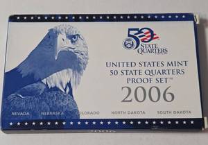 lot 22 image: 2006 US Mint 50 State Quarters Proof Set (Nevada, Nebraska, Colorado, North Dakota, South Dakota)