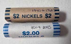 lot 29 image: 2  Rolls of Nickels ( 1 from 2004-2005 and 1 from 50s and 60s)