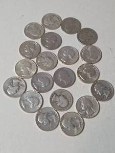 lot 44 image: 20 -  Silver Quarter Dollars 1934-1964