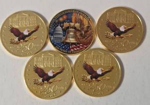 5  -  250th Anniversary of The United States - Commemorative Gold Plated Coins (GREAT CHRISTMS PRESENT)