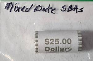 lot 64 image: Mixed Date SBA (Susan B Anthony) Dollars Coin Roll  - Mint 