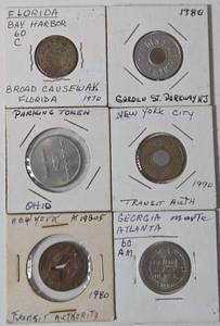 lot 72 image: 6 - Transit Tokens from different cities - very collectible