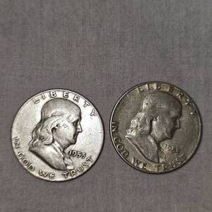 lot 21 image: 1953,1953 Franklin Halfs, 50c