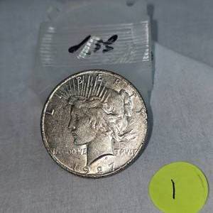 lot 1 image: 1927 Peace Dollar-$1